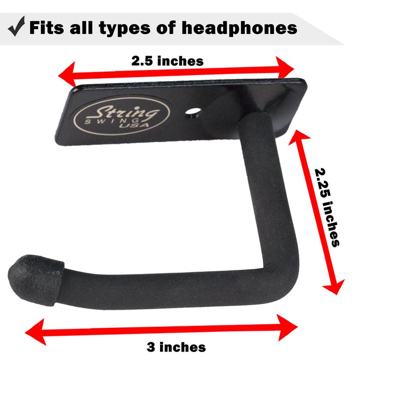 String Swing Headphone Hanger Hook Headset Holder Accessory Hook for Under Desk Or Table (Screw Or Adhesive Strip Mount, Single Unit) - Image 5